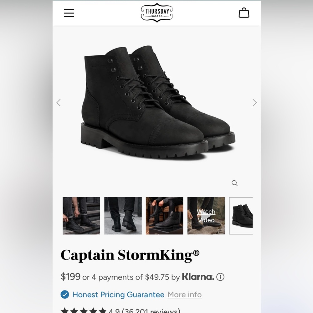 Thursday Boot Company Black Captain StormKing Boots